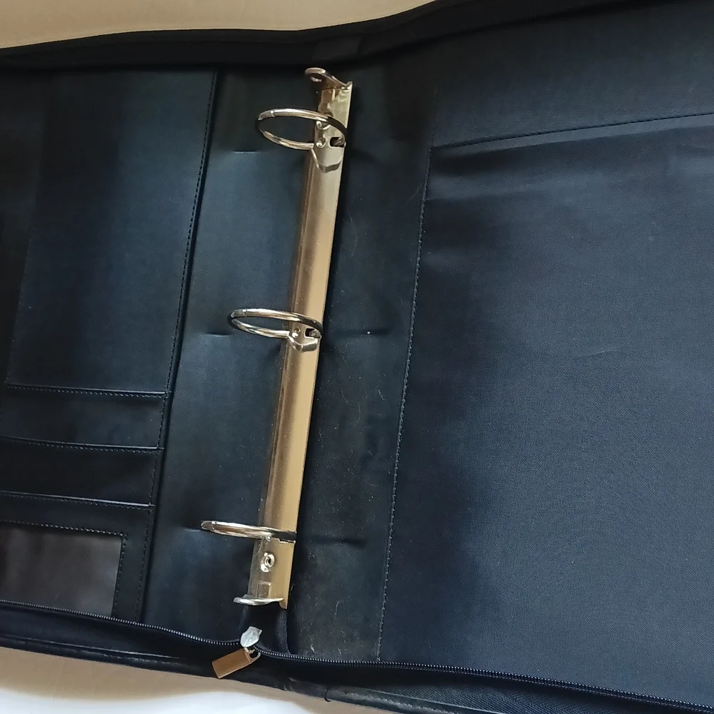 Black Zipper 3 Ring Binder Briefcase Retractable Handles